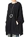 Produktbild FTCayanz Damen Neu Oversize T-Shirt Langarm Casual Tunika Tops Sweatshirt (L, Schwarz)