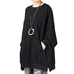 FTCayanz Damen Neu Oversize T-Shirt Langarm Casual Tunika Tops Sweatshirt