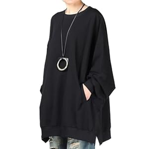 FTCayanz Damen Neu Oversize T-Shirt Langarm Casual Tunika Tops Sweatshirt