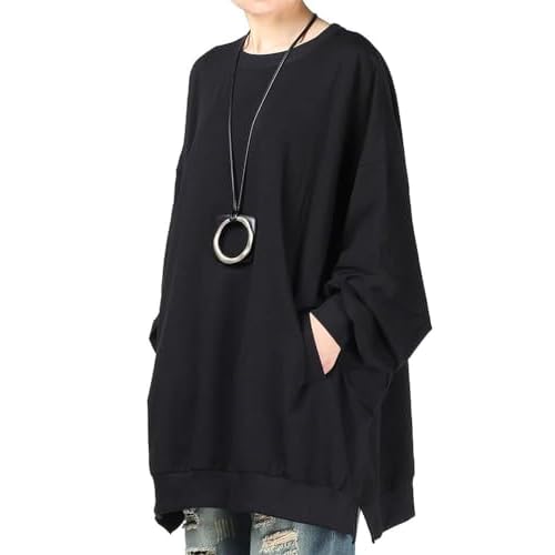 FTCayanz Damen Neu Oversize T-Shirt Langarm Casual Tunika Tops Sweatshirt