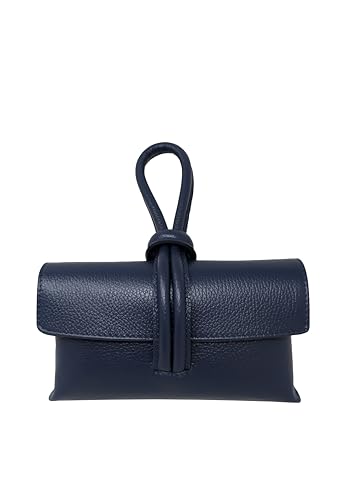 Chicca Borse Borsetta Pochette da Donna in Pelle Dollaro (Blu
