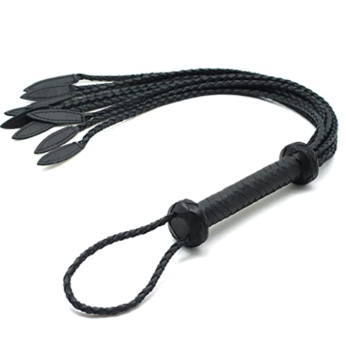 Chicote de couro feito à mão de 60 cm para uso externo com cabo Chicote de treinamento para colheita