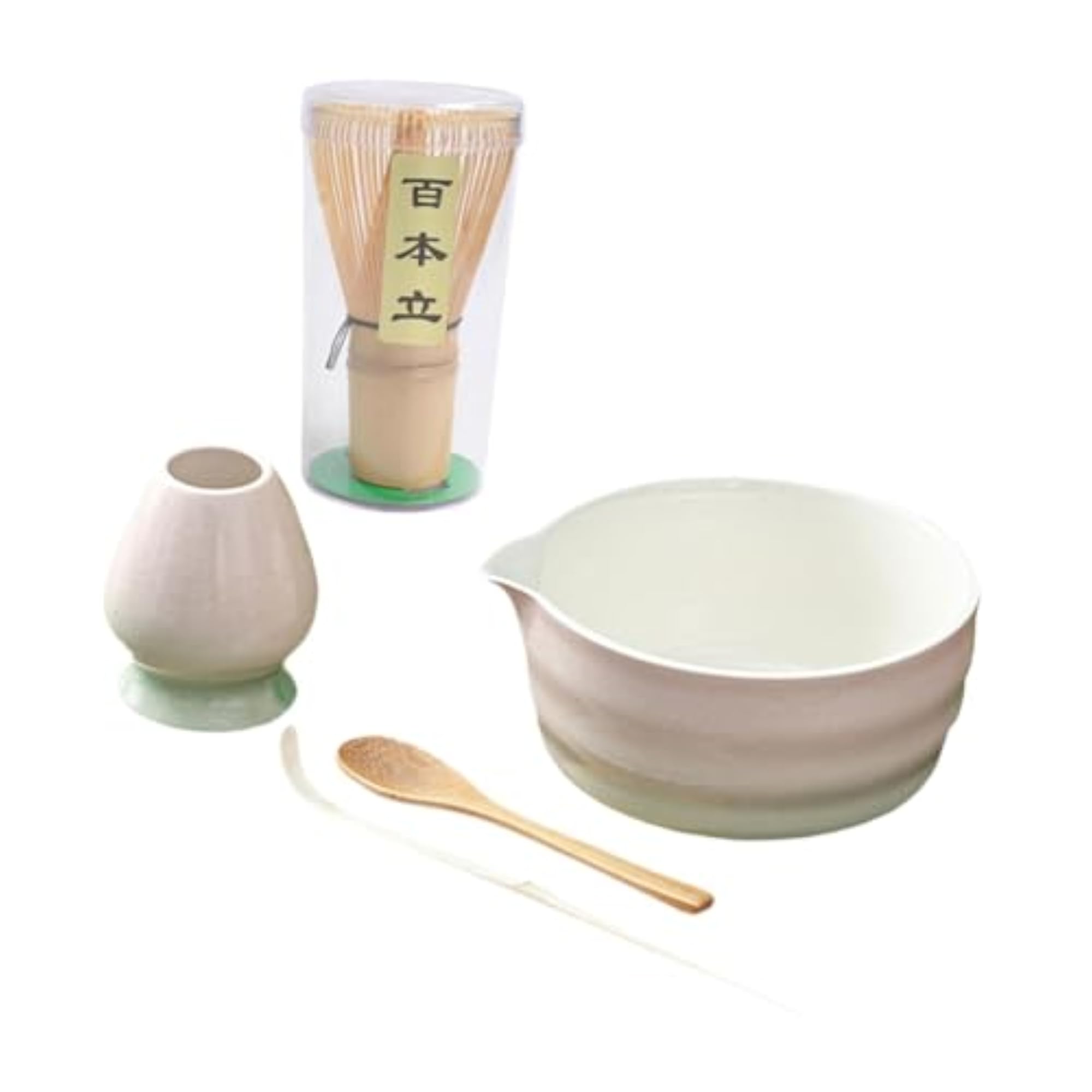 Matcha Tea Set, Ceramic Matcha Bowl with Spout Scoop