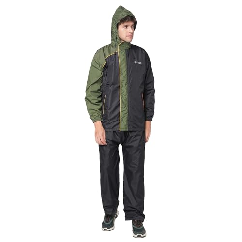 Image of Citizen Hooded Raincoat for Men Women Waterproof for Bike Riders 180T Micro Fabric Lightweight Stylish Sealed Hood, Large Pockets, Heavy-Duty Zippers Rainwear with Carry Pouch-CR013