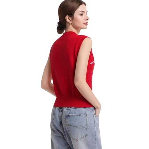 Image of Womens Sweater Vest Sleeveless Cotton Casual V Neck Pullover