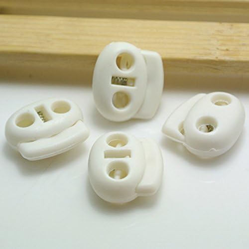 Rarehaunt Cord Stopper Lock, Plastic Cord Locks for Drawstrings, White Spring Toggle Stopper, Shoelace Fastener Lock, Paracord, Shoelaces, Clothing and luggage accessories (WHITE) (10) 2
