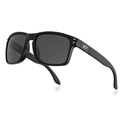 BNUS Square Black frame Polarized Sunglasses for men women Square Black frame grey