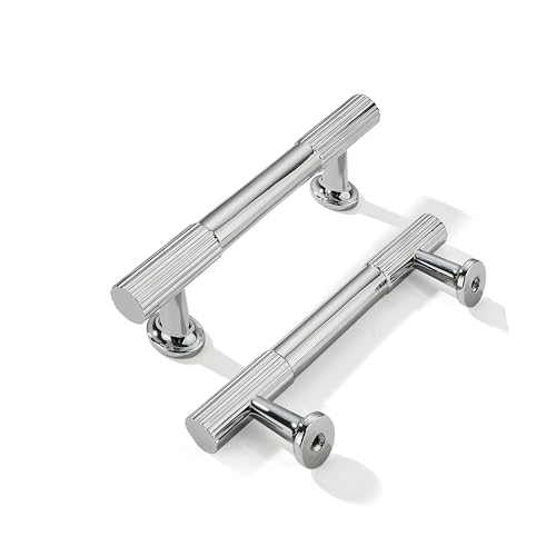 khtumeware 3-1/2 Inch(89mm) Hole Center 10 Pack Polished Chrome Cabinet Pulls Heavy Duty Soild Kitchen Drawer Handles Cabinet Hardware for Cupboard Drawer Handles Dresser Pulls