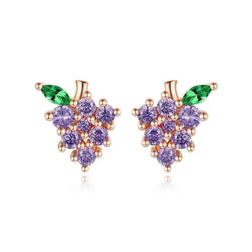 Boucles d'oreilles grappe de raisin violette anti-allergie vintage