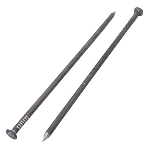 SKIR'CO 12 clavos de acero al carbono de 8 x 300 mm, cabeza redonda plana, clavos de alambre comunes multiusos, carpintería