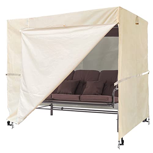 Ourdoor Swing Cove,2 Triple Seater Hammock Cover Garden Swing Cover Garden Hammock Glider Chair Cover Outdoor Swing Cover Uv Resistant Swing Canopy Cover (80 * 59 * 72 Inch) Beige #TOP10