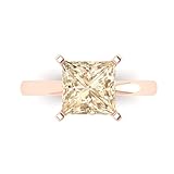 Clara Pucci 14K Solid Gold Engagement Ring for Women | 3 cttw Morganite Princess Cut Solitaire | Real Rose Gold Wedding Ring