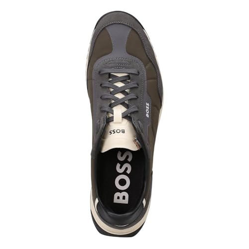 Image of BOSS Men's Zayn Low Profile Suede Leather Two Tone Sneaker