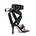 sexytag Women's Sexy Thigh High Studded Wrap Straps Heels Gladiator Lace-Up Stiletto High Heels Strappy Square Toe Thong Sandals for Clubwear Party Fashion Night Out Black Size 13