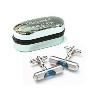 Novelty SPIRIT LEVEL Manchetknopen wih Gepersonaliseerde Chroom case Gegraveerd Gratis