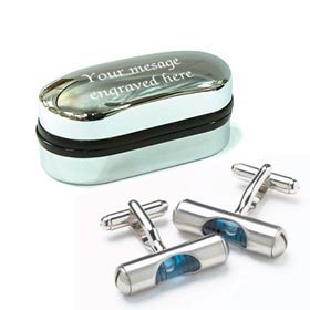 Novelty SPIRIT LEVEL Manchetknopen wih Gepersonaliseerde Chroom case Gegraveerd Gratis