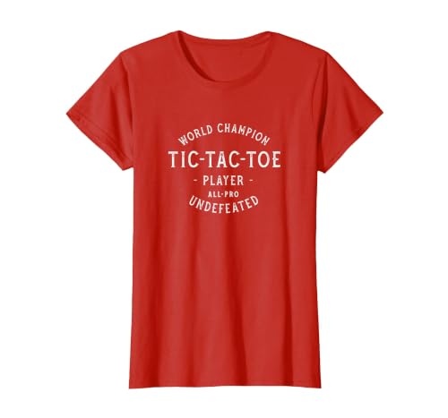 Retro World Champion Tic-Tac-Toe Player Undefeated T-Shirt, Women, Red, Medium