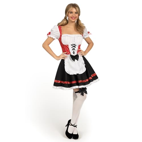 Miniatura 3 de Spooktacular Creations Disfraz De Oktoberfest Para Mujer, Vestido Tirolés, Traje De Chica Cerveza Alemana Para Halloween, Fiesta De Cerveza, Carnaval, Rojo -, Xl