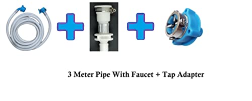 Image of Sanavya 3 Meter Hot & Cold Water Inlet Hose with Faucet & Adapter for Washing Machine & Dishwasher - Fully Automatic, Top & Front Load