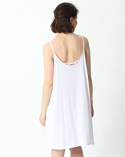 Women Full Slips Sexy Soft Under Dress Women's Long Spaghetti Strap Under Dress Women's Casual Loose Swing Slip Dress (2X-Large,White) #TOP5