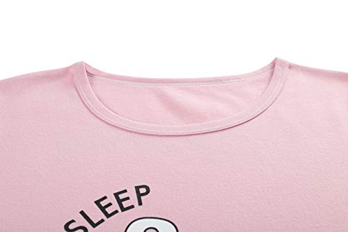 Big Girls Pajamas Set Short T-Shirt And Long Pant Cartoon Sleepwear Cute Pjs For Teen Kids Size 12 14 16 (12, Pink) #TOP1