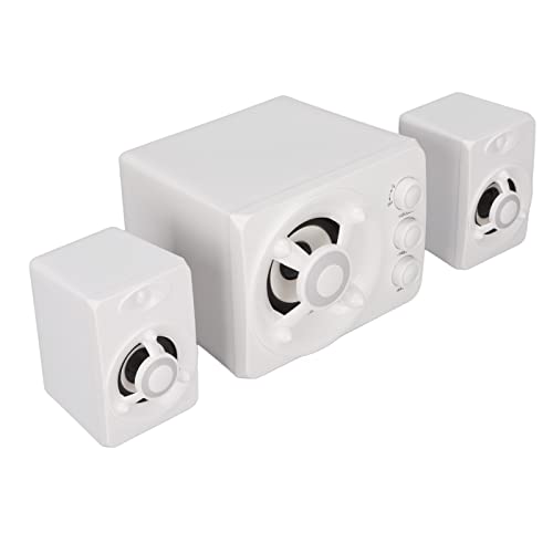 Enceinte d'ordinateur filaire - Contrôle du volume - Enceinte multimédia stéréo - Petite avec lumière RVB - Pour jeux d'ordinateur portable (nouveau blanc)