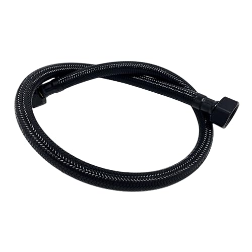 Balneo Latiguillo de Conexión PEX Trenzado con Junta Negro 1/2"x3/8" 50 cm - Manguera Flexible para Grifo - Trenzado de Acero Inoxidable - Conexión Lavabo Cocina Baño - Extensión