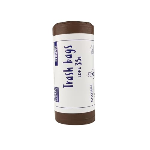 IDEA HOME 20 Unidades Bolsas de Basura LDPE para Reciclar - Extra Resistentes Bolsas Basura Separación de Residuos, Fuerte, 35L, Marrón