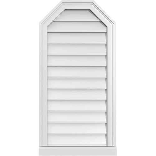 Ekena Millwork GVPOT18X3603SN Octagonal Top Surface Mount PVC Gable Vent, Factory Primed White