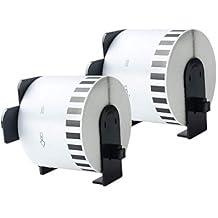 Aomya 2 Pack DK-2205 BRO لفة ورق ملصقات متوافقة 2-3/7"x100 ملصقات بيضاء مستمرة مع خرطوشتين قابلتين لإعادة الاستخدام تستخدم لـ QL-700 QL570 QL710W QL800 QL810W QL1060N QL720NW QL550 2