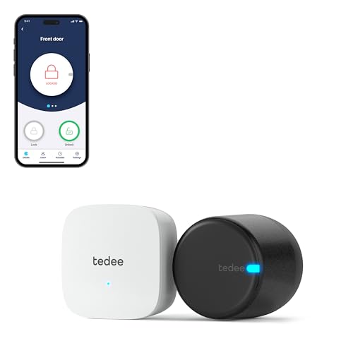 tedee GO2 Cerradura inteligente con WiFi y Bluetooth aplicación para acceso remoto, Cerradura inteligente con Desbloqueo automático Alexa Smart Home