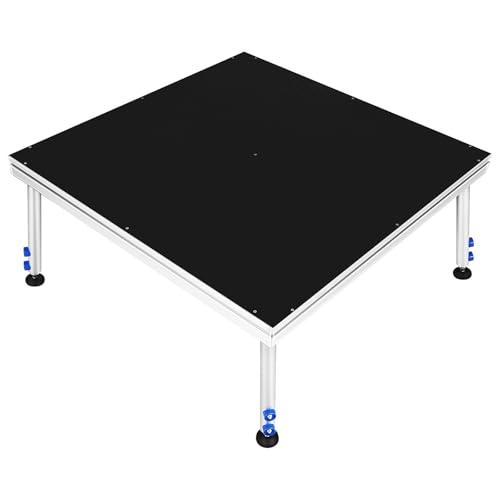 NUOBESTY 4'x4' Portable Stage Platform, Aluminum Folding Stage Platform Modular Unit 24"-40" Adjustable Height Riser for Wedding, Party, Performances, Events, Bar (capacity 1650 Lbs)