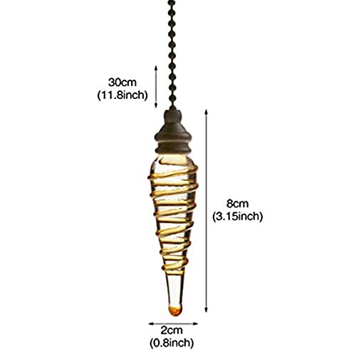 Image of Ceiling Fan Pull Chains Ornaments 12 Inches Yellow Glass Pendant with Bead Pull Chain Connectors Decorative Extension for Ceiling Light Lamp Fan Chain 2 Pcs(Copper)