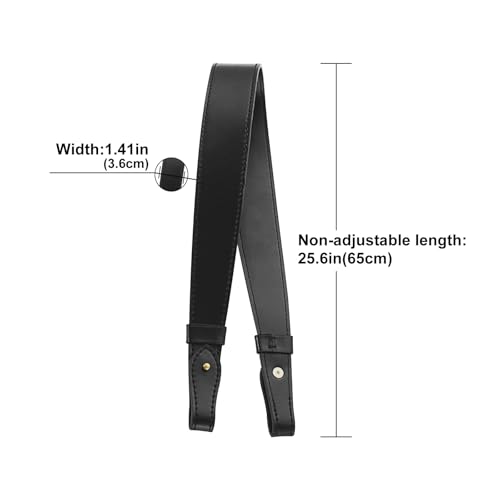 Image of Genuine Vachetta Leather Shoulder Bag Strap Replacement for Graceful Handbag(BLACK-Length:25.6in)