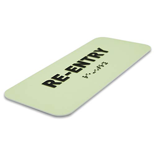 Re-Entry Identification Sign - Photoluminescent NFPA ADA Compliant Sign, Raised Icons, Raised Braille, Glow in the Dark, TCO Inspection Certified - by GDS (7\"W x 3\"H) - Thumbnail 3