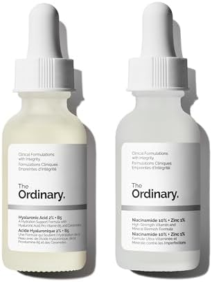 Skin Support Basics Duo - Skin Care Bundle Set For All Skin Types- Hyaluronic Acid 2% + B5 1 Fl Oz, Niacinamide 10% + Zinc 1% 1 Fl Oz