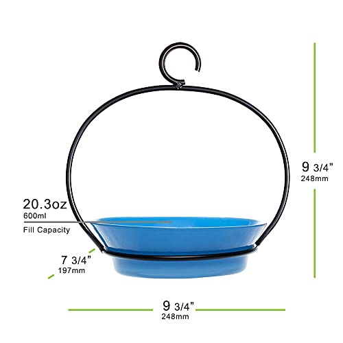 Mosaic Birds Cuban Hanging Bird Bath Or Feeder, M337-200-75, 20.3 Ounce Capacity, Bluebird Blue, 1 Piece #TOP2