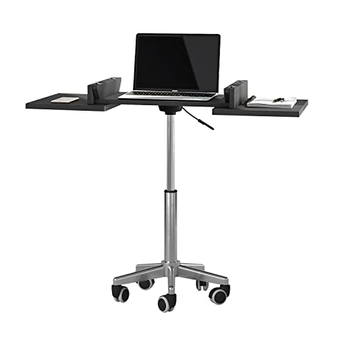 Techni Mobili Rolling Laptop Stand with Extendable Panels, Adjustable Height Customizable Ergonomic Mobile Workstation, Podium, Rolling Laptop Desk or Cart, Graphite by Techni Mobili - Used condition - US$53.57