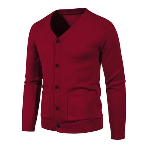 Men's Cardigan Long Sleeve V-Neck Button Knitted with Pockets Lightweight Solid Color Sweaters 5