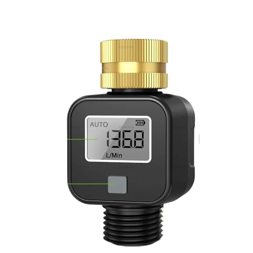 デジタル水流量計 屋外ガーデン散水灌漑ホースプラスチック真鍮入口の水消費量と流量を測定(Plastic)