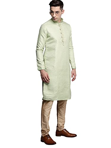 Image of Manyavar Men's Jacquard Self Patterned Kurta Pyjama Set (2pcs)