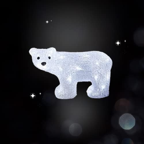 Marco Paul Christmas InLit Polar Bear Cub Acrylic LED Outdoor Indoor Xmas Decoration Light Up Garden Ornament Festive Decor Lighting Pre-Lit Figurine Novelty Statue