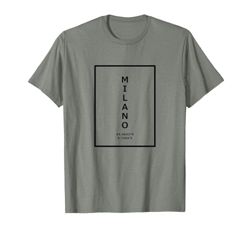 Milano Italy Coordinates Minimalist T-Shirt, Men, Olive Heather, Large