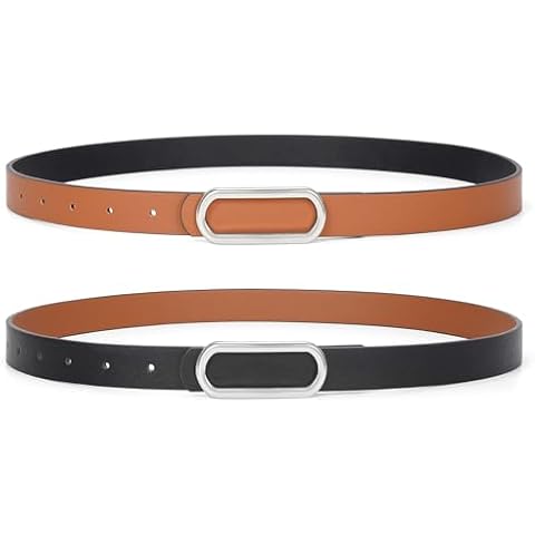 JASGOOD Reversible Skinny Leather Belt for Women Cover