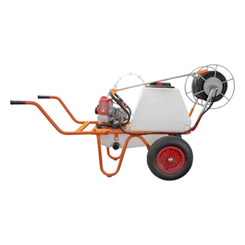 Bricoferr Carretilla sulfatadora de 2 Ruedas 26 CC 80L com Manguera de 50 Metros y Lanza de 90 cm