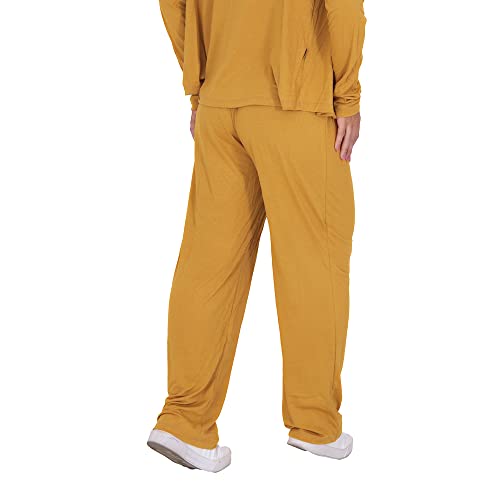 Kit 2 Calças De Yoga De Viscose Soltinha Pilates Comfy Preto/Mostarda G 40/42