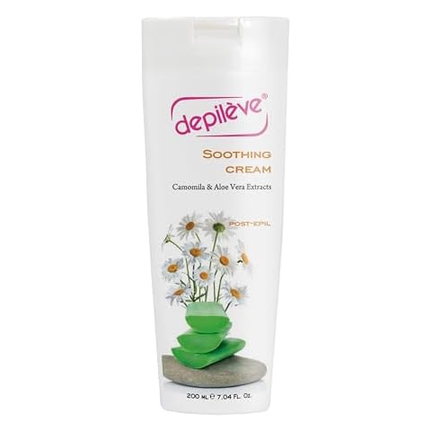 Depileve Soothing Cream - Post Wax Lotion - Enriched with Aloe Vera, Chamomile and Zinc Oxide - for All Skin Types - Skin Calming Aftercare - Makeup-Like Coverage Cream - 7 oz. Cover