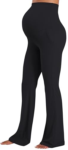 sunzel maternity flare leggings with pockets over the belly buttery soft pregnancy wide leg yoga pants