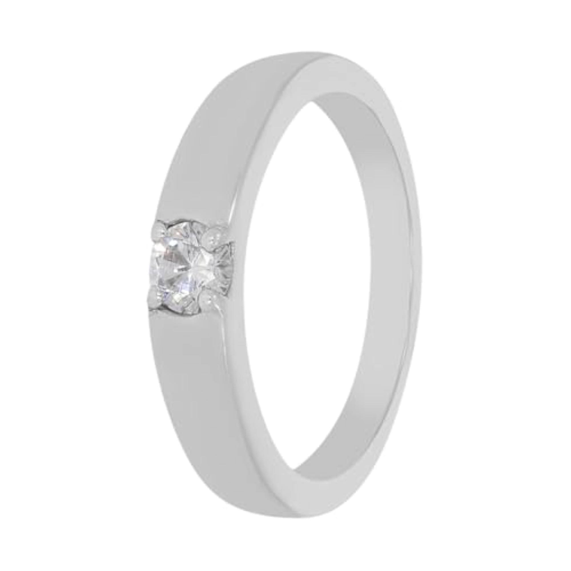 Men's 925 Sterling Solitaire Ring, Modern Minimal Band