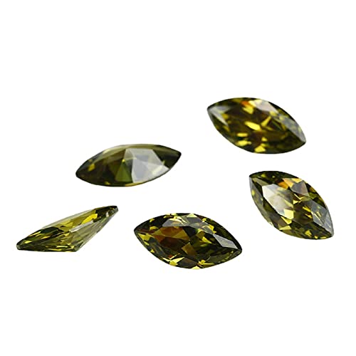 JIANGYUANGEMS 100Pcs 7x14mm Marquise Cut Olive Green 5A Loose CZ